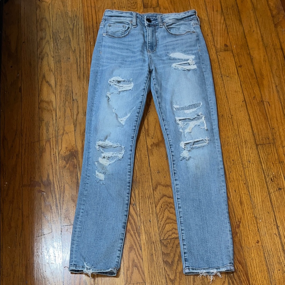 American Eagle Outfitters Super Stretch Hi Rise Skinny Distressed Jeans Size 4 - Picture 5 of 12